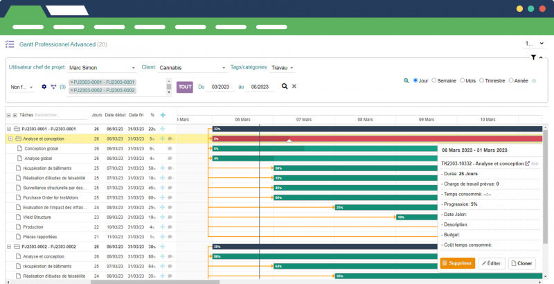 Módulo de Diagramas Gantt Profesionales Avanzado - TecnoSoluciones