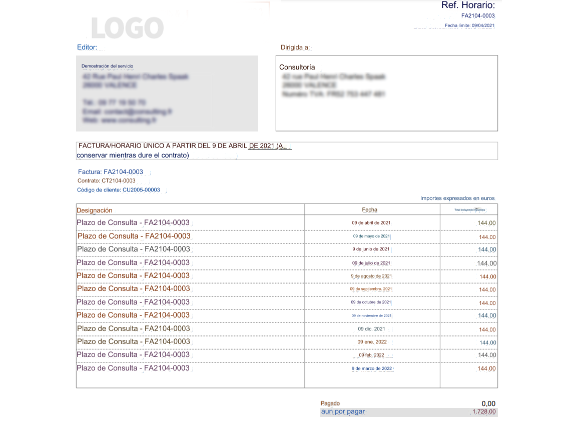 Módulo de Calendario de Pagos para TecnoERP- PDF Calendario