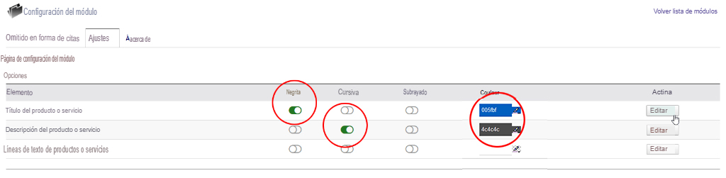 Módulo para dar Formato a las Cotizaciones