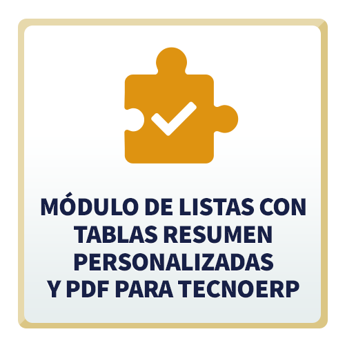 Módulo de Listas con Tablas Resumen Personalizadas y PDF para TecnoERP